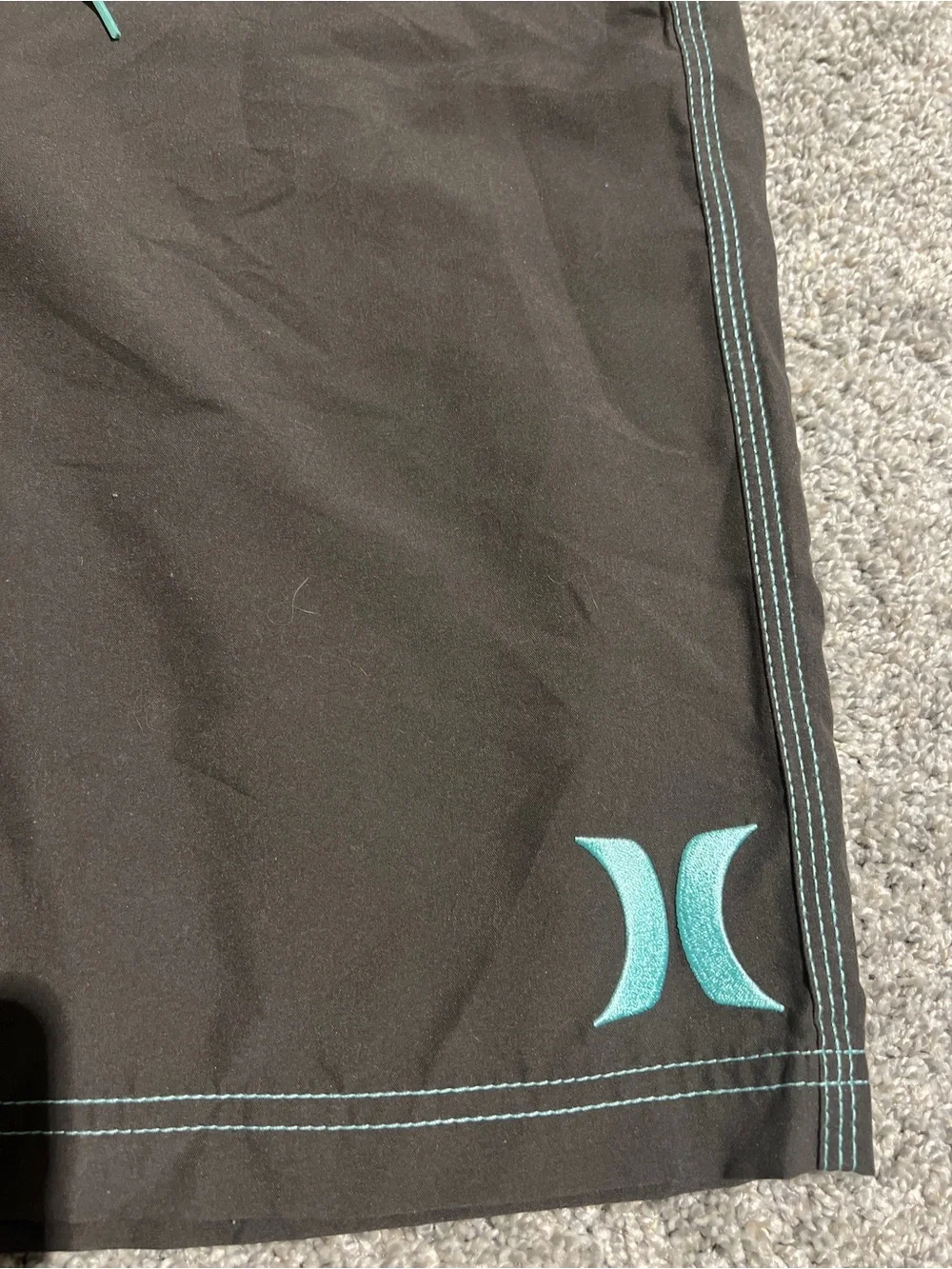Hurley Men’s Charcoal Board Shorts with Teal Drawcords